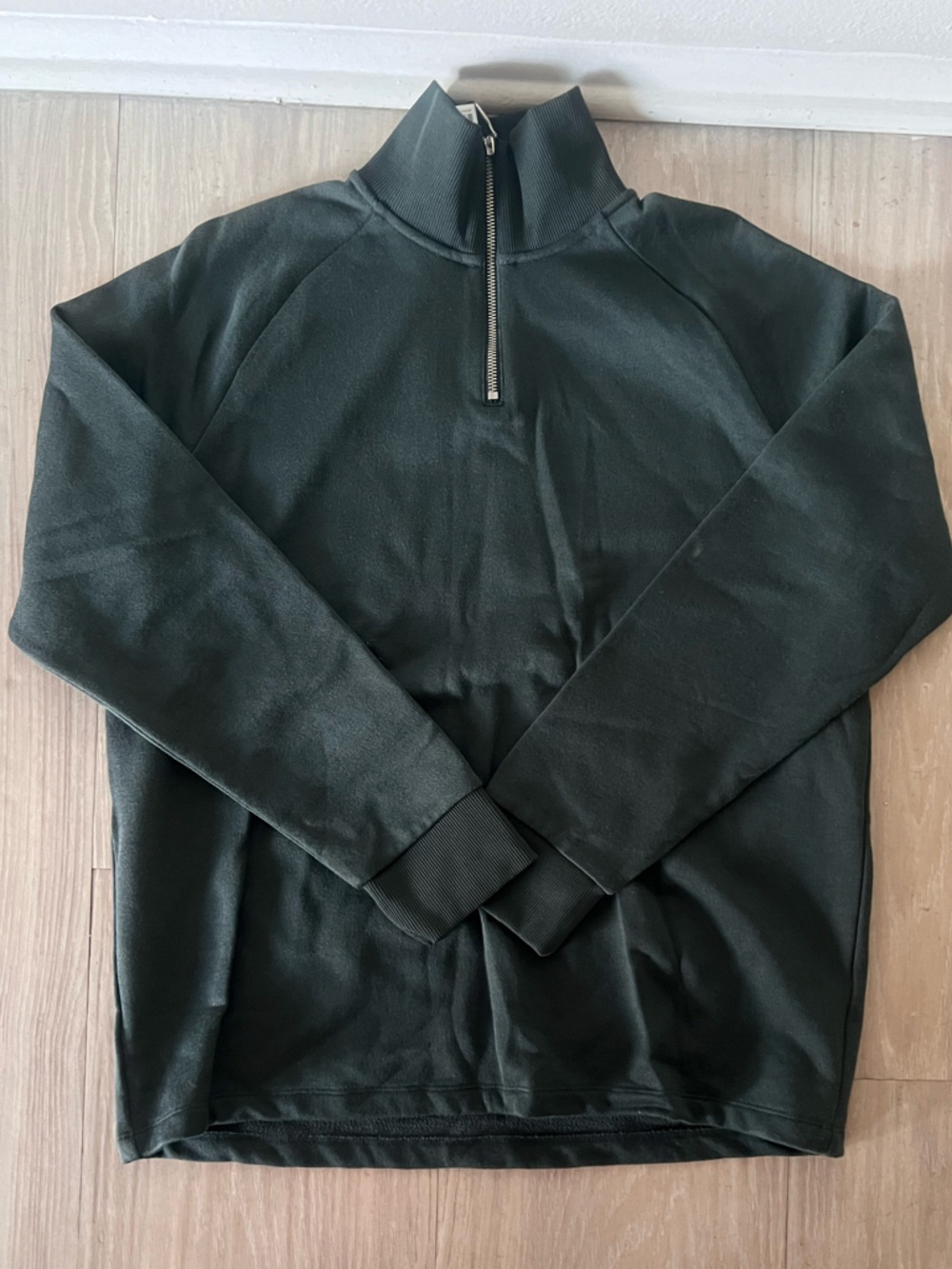 H&M Dark Green Quarter Zip Pullover Sweatshirt
